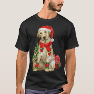 Womens Geel Lab Labrador Kerstboom Hondenliefde T-shirt