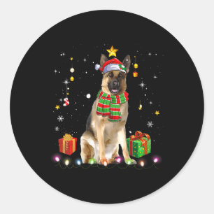 Womens German Shepherd Dog Tree KerstSweater Ronde Sticker