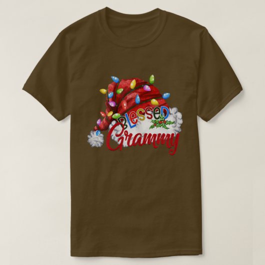 Womens Gezegende Grammy Santa Hat Kerstmis T-shirt (Design voorkant)