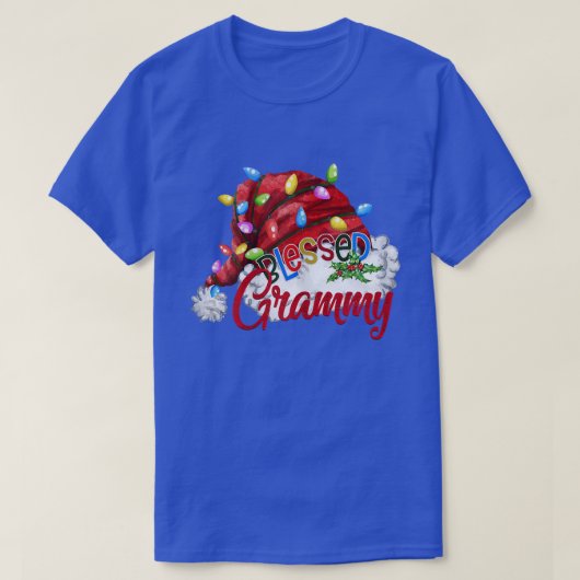 Womens Gezegende Grammy Santa Hat Xmas Light T-shirt (Design voorkant)