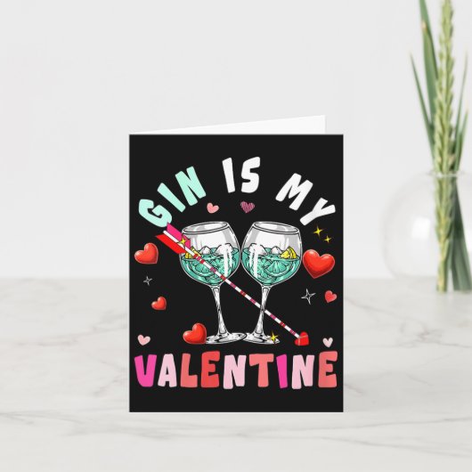 Women's Gin Is My Valentine Hearts Matching Drinke Kaart (Voorkant)