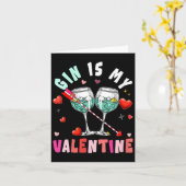 Women's Gin Is My Valentine Hearts Matching Drinke Kaart (Gele Bloem)