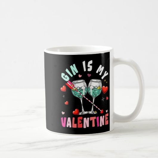 Women's Gin Is My Valentine Hearts Matching Drinke Koffiemok (Rechts)