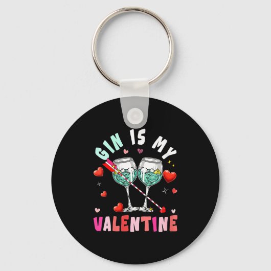 Women's Gin Is My Valentine Hearts Matching Drinke Sleutelhanger (Voorkant)