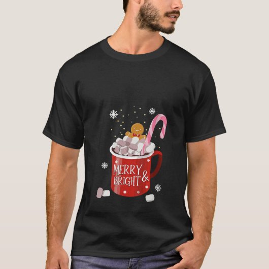 Womens Gingerbread Retro Merry And Bright Christma T-shirt (Voorkant)