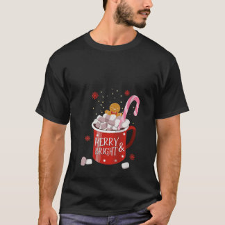 Womens Gingerbread Retro Merry And Bright Christma T-shirt