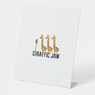 Womens Giraffic Jam Funny Giraffe Giraffe Pun Scha Reclamebord Met Voetstuk