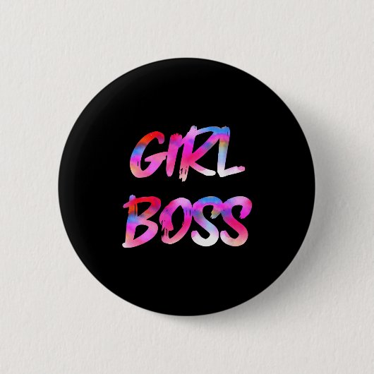 Womens Girl Boss V-neck  Ronde Button 5,7 Cm (Voorkant)