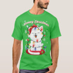 Womens Girls Cat Kerstmis kat Portret S T-shirt<br><div class="desc">Womens Girls Cat Kerstmis licht kat Portret Sneeuw .</div>