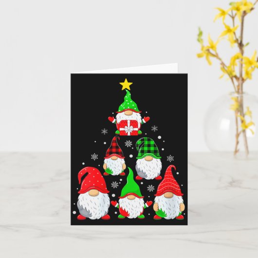 Womens Gnomes Christmas Tree Pajamas Funny Gnome H Kaart (Gele Bloem)