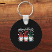 Womens Gnomes Merry And Bright Christmas Lights Bu Sleutelhanger (Voorkant)