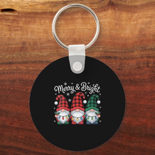 Womens Gnomes Merry And Bright Christmas Lights Bu Sleutelhanger (Voorkant)