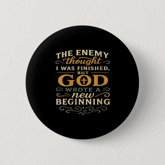 Womens God Wrote A New Beginning Faith Based Insra Ronde Button 5,7 Cm (Voorkant)