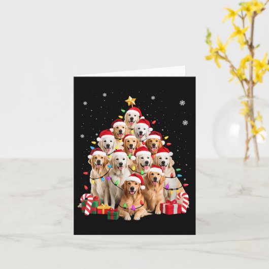 Womens Golden Retriever Christmas Tree Ornament De Kaart (Gele Bloem)