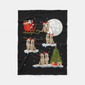 Womens Golden Retriever Dog Santa Sleigh Flying Fu Fleece Deken (Voorkant)