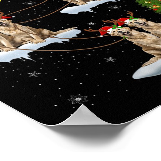 Womens Golden Retriever Dog Santa Sleigh Flying Fu Poster (Hoek)