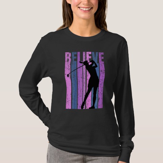 Womens Golf Golfing Golfer Plays Golf Coach Silhou T-shirt (Voorkant)