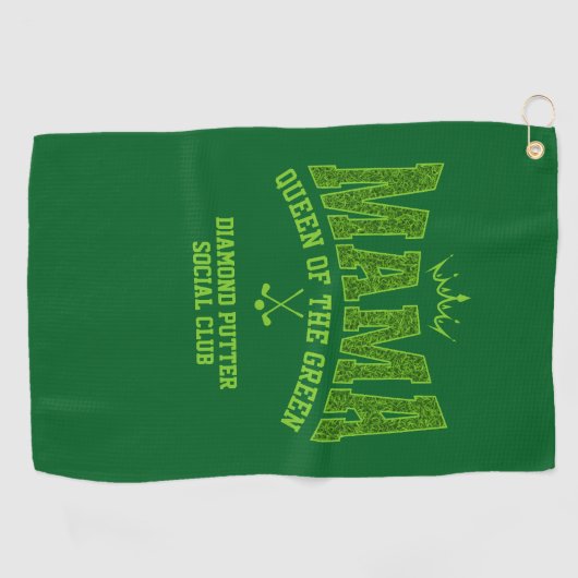 Women's Golf MAMA QUEEN OF THE GREEN Custom Golfhanddoek (Horizontaal)