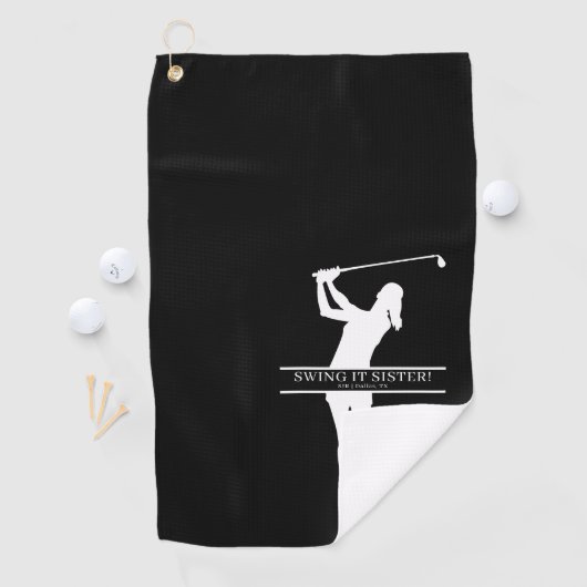 Womens Golf Silhouette Personalized Monogram City Golfhanddoek (Insitu)