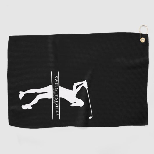 Womens Golf Silhouette Personalized Monogram City Golfhanddoek (Horizontaal)