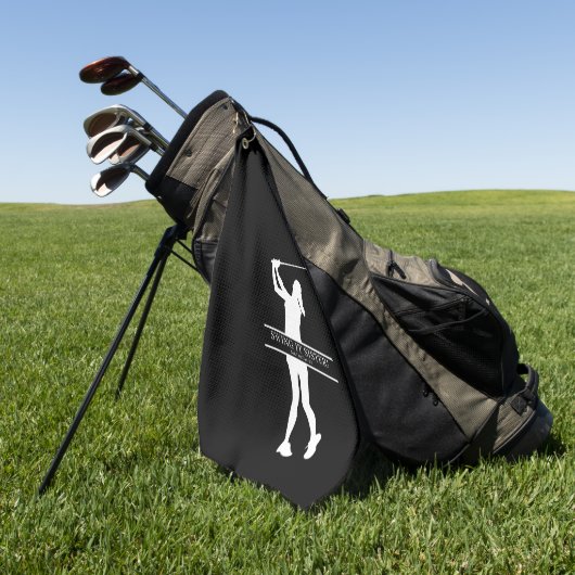 Womens Golf Silhouette Personalized Monogram City Golfhanddoek (Groen)