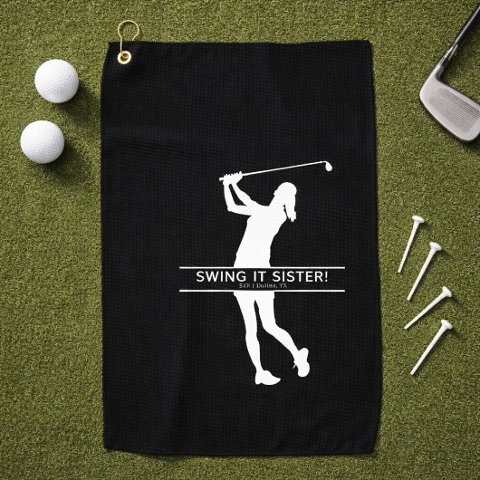 Womens Golf Silhouette Personalized Monogram City Golfhanddoek