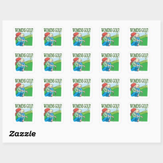 Womens Golf Vierkante Sticker (Vel)