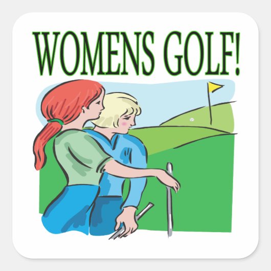 Womens Golf Vierkante Sticker (Voorkant)