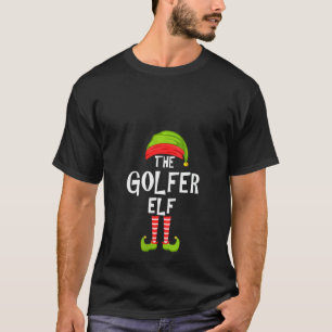 Womens Golfer Elf Matching Family Kerstparty T-shirt