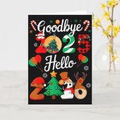 Womens Goodbye 2025 Hello 2026 Christmas Matching Kaart (Gele Bloem)