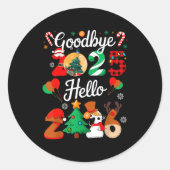 Womens Goodbye 2025 Hello 2026 Christmas Matching Ronde Sticker (Voorkant)