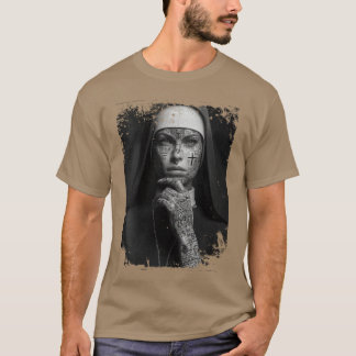 Womens Gothic Nunattoos Occult Horror VNeck family T-shirt