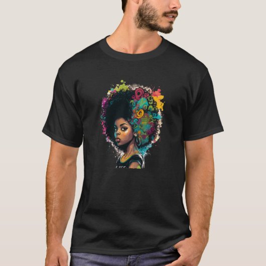 Womens Graffiti Afro Black Women African American  T-shirt (Voorkant)