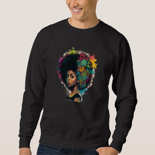 Womens Graffiti Afro Black Women African American  Trui (Voorkant)