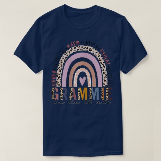 Womens Grammie Saying Leopard Rainbow, Blessed Gra T-shirt (Design voorkant)