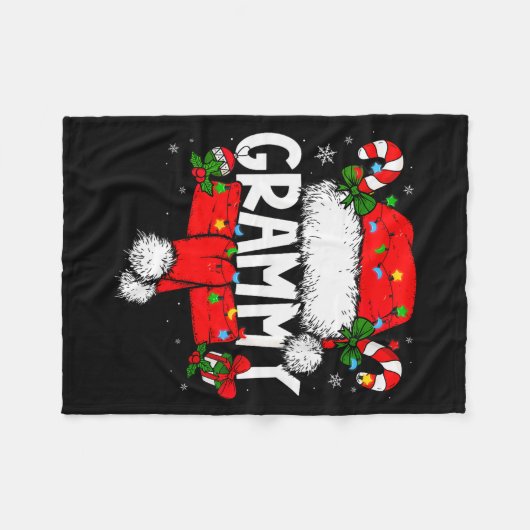 Womens Grammy Christmas Pajama Santa Claus Family  Fleece Deken (Voorkant (Horizontaal))