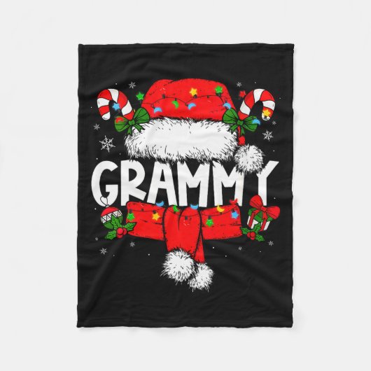 Womens Grammy Christmas Pajama Santa Claus Family  Fleece Deken (Voorkant)