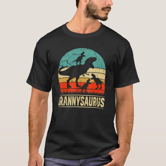 Womens Granny Dinosaurus Rex Grannysaurus 3 Kinder T-shirt (Voorkant)