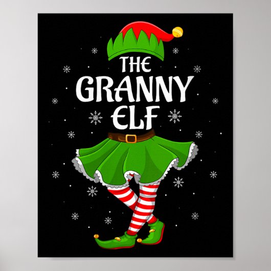 Womens Granny Elf Christmas Family Girls Women Elf Poster (Voorkant)