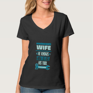 Womens Grappige Auto Mechanics Vrouw Hij Weet Hoe  T-shirt