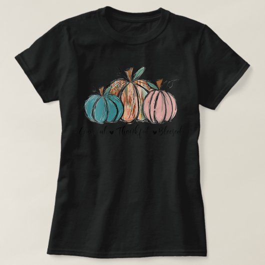 Womens Grateful Thankful Blessed Pumpkin Fall Than T-shirt (Design voorkant)