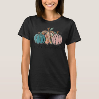 Womens Grateful Thankful Blessed Pumpkin Fall Than T-shirt