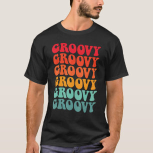 Womens Groovy Kleuren Retro 70s Esthetische Nostal T-shirt
