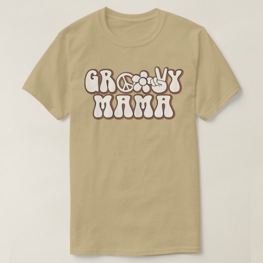 Womens Groovy Mama Retro mam Hippie Birthd T-shirt (Design voorkant)