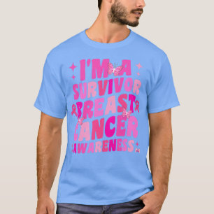 Womens Groovy Roze Ik ben een overlevende borstkan T-shirt