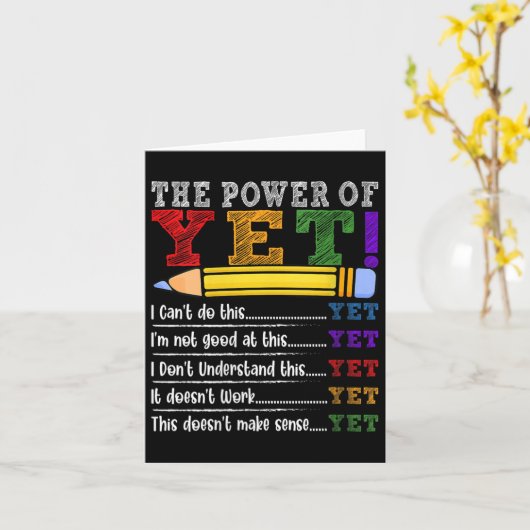 Womens Growth Mindset Teacher Motivational Sitive  Kaart (Gele Bloem)