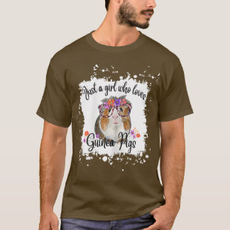 Womens Guinea Pig With Glasses Flowers, Adorable G T-shirt