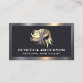 Womens Haar Logo | Salon | Metaalleder Visitekaartje (Voorkant)