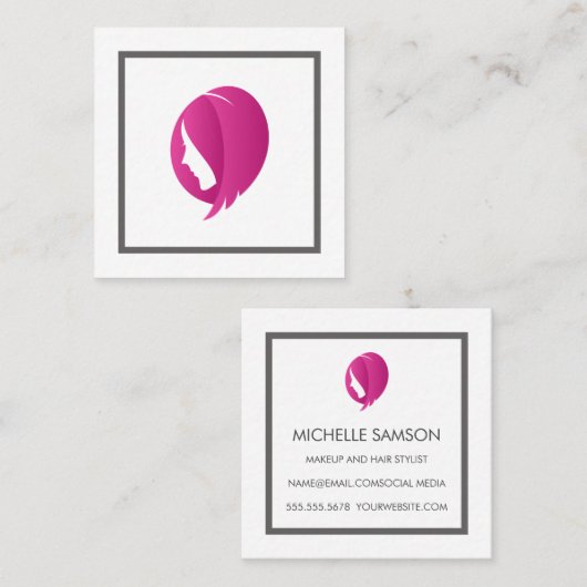 Womens Hair | Professionele Haarstylist Vierkante Visitekaartje (Voorkant / Achterkant)