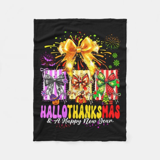 Womens Hallothanksmas &amp; A Happy New Years Eve  Fleece Deken (Voorkant)